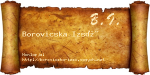 Borovicska Izsó névjegykártya